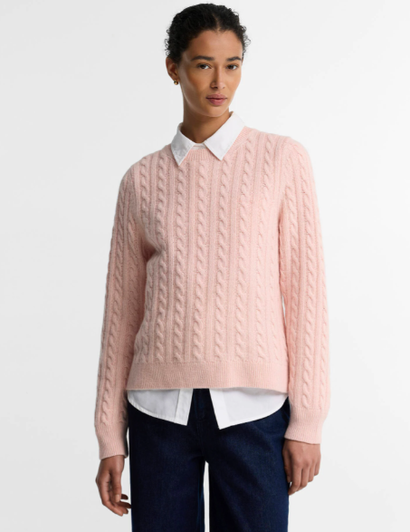 Barbour Ashdown Cable Knit Jumper Pink Blush