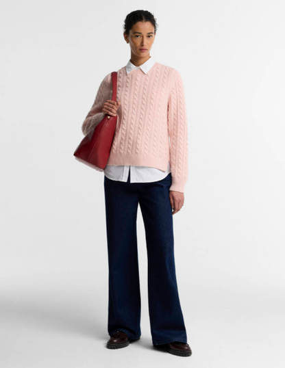 Barbour Ashdown Cable Knit Jumper Pink Blush