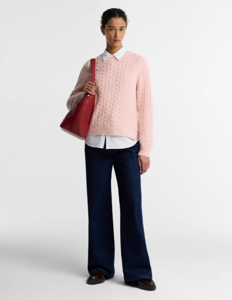 Barbour Ashdown Cable Knit Jumper Pink Blush