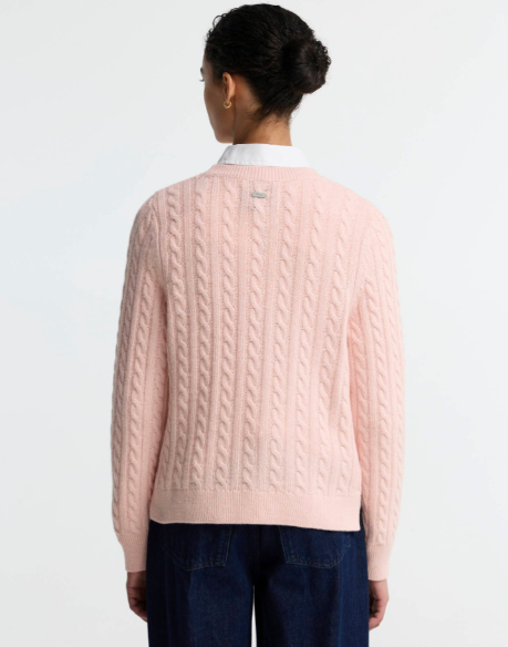 Barbour Ashdown Cable Knit Jumper Pink Blush