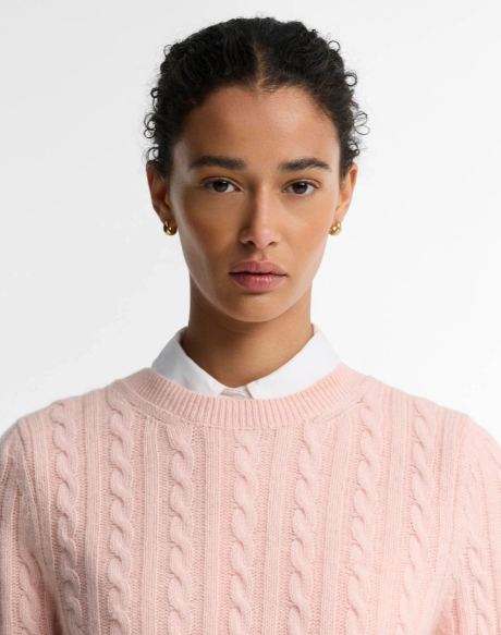 Barbour Ashdown Cable Knit Jumper Pink Blush