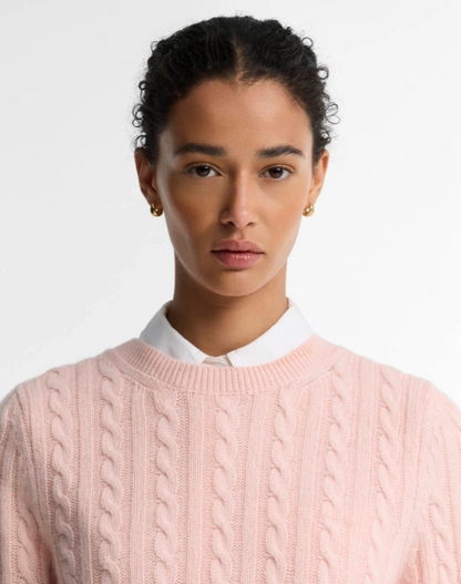 Barbour Ashdown Cable Knit Jumper Pink Blush
