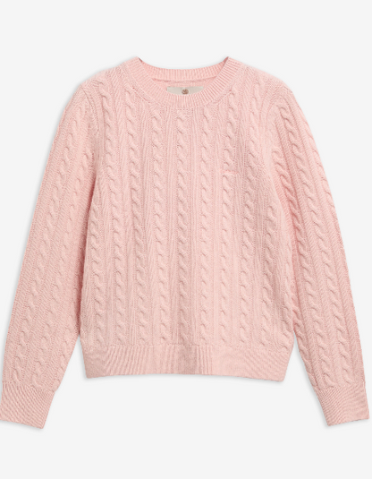 Barbour Ashdown Cable Knit Jumper Pink Blush