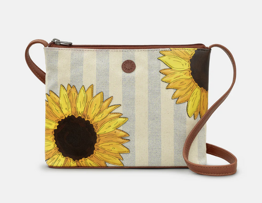 Sunflower Bloom Leather Cross Body Bag
