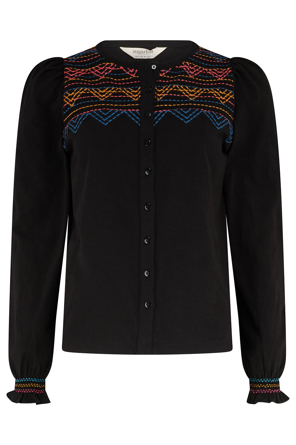 Sugarhill Brighton Luisa Blouson Sleeve Jersey Top Black