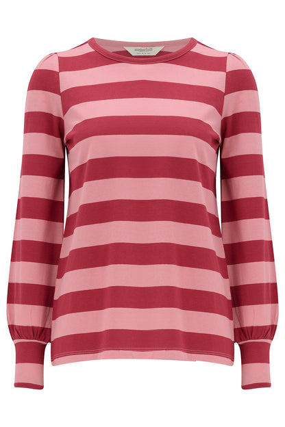 Sugarhill Brighton Griselda Jersey Top Red Pink Stripe