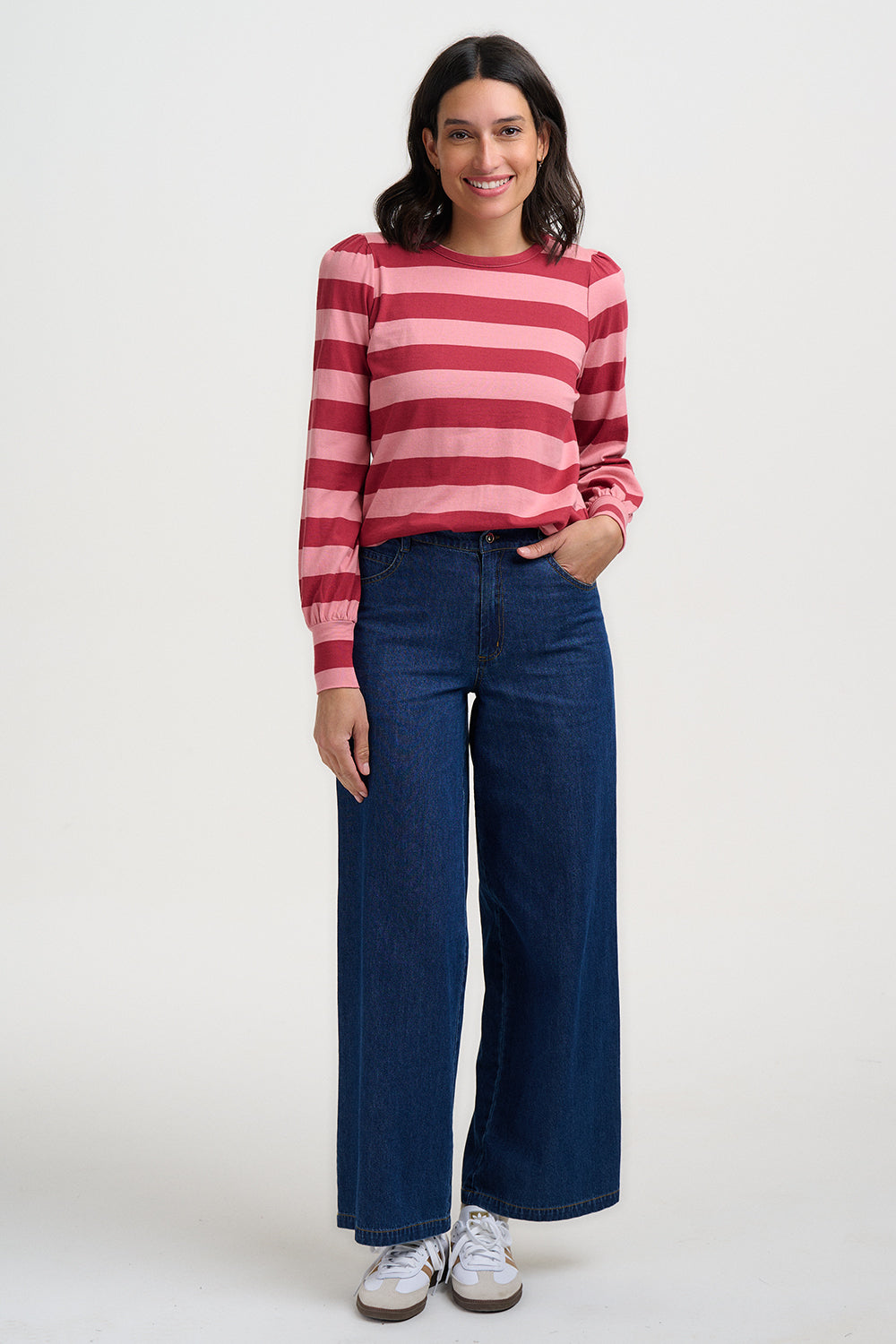 Sugarhill Brighton Griselda Jersey Top Red Pink Stripe