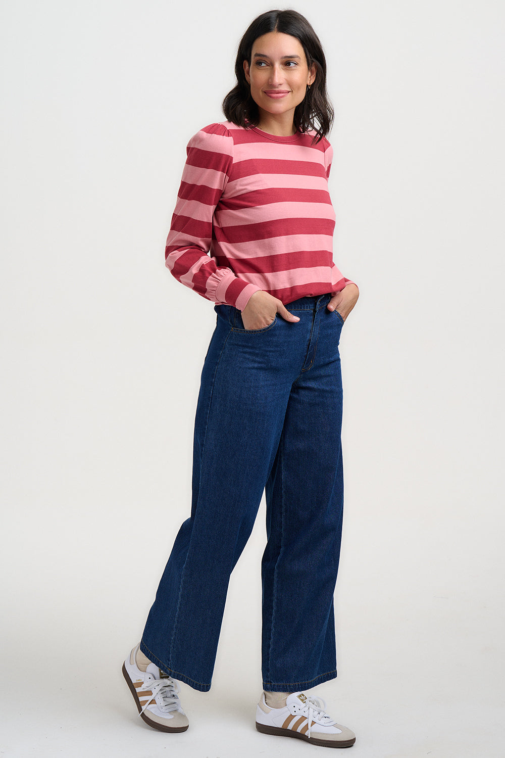 Sugarhill Brighton Griselda Jersey Top Red Pink Stripe