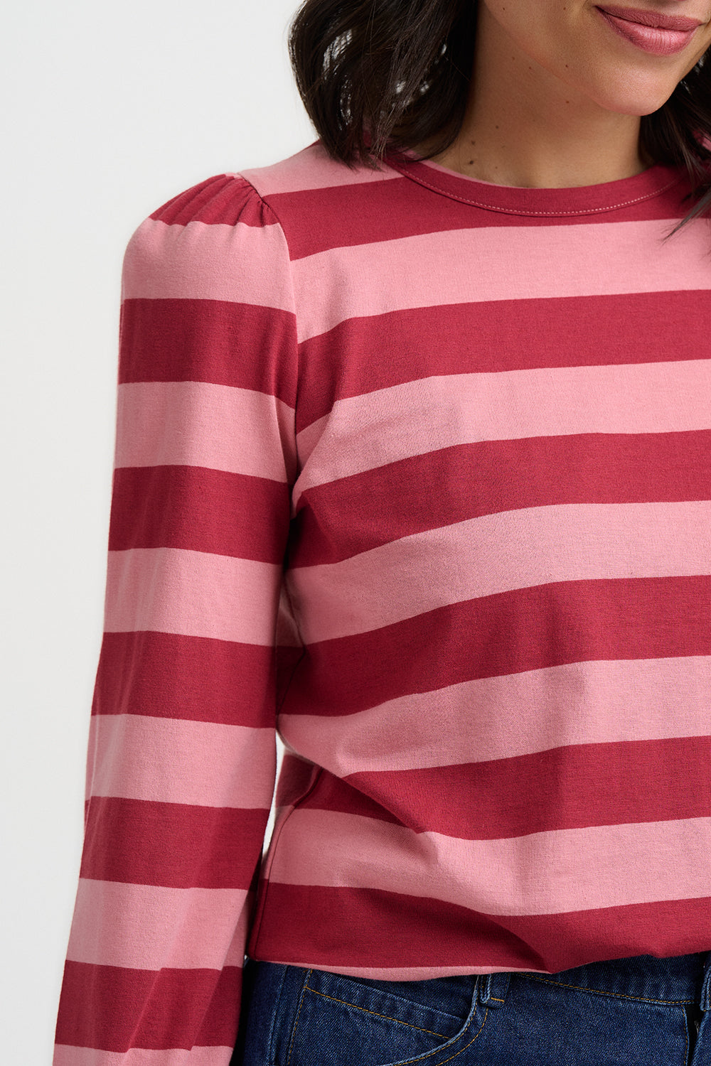 Sugarhill Brighton Griselda Jersey Top Red Pink Stripe