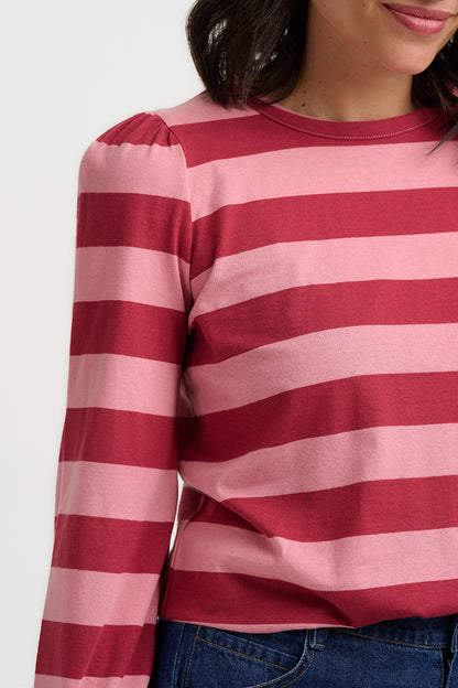 Sugarhill Brighton Griselda Jersey Top Red Pink Stripe