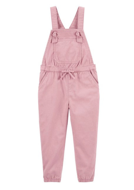 Tie Front Twill Blush Pink Overalls