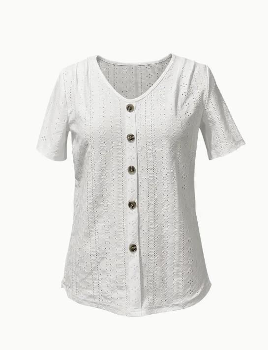 V-Neck Buttoned T-shirt