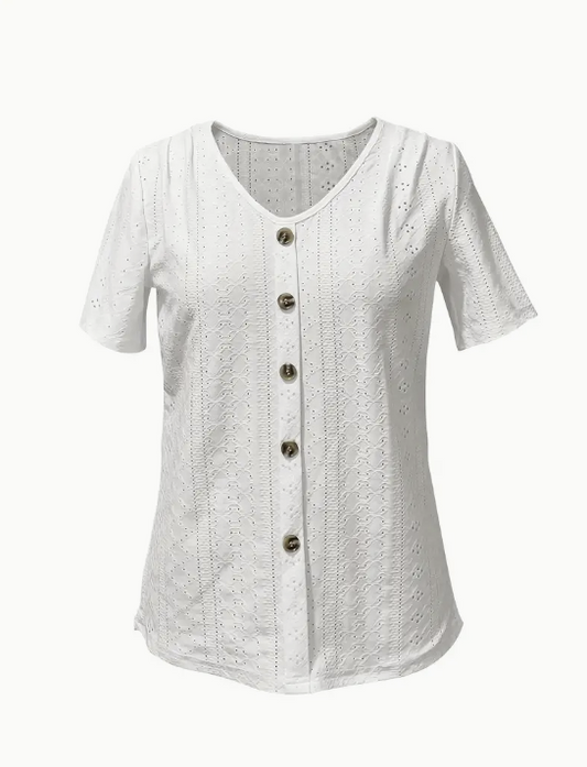 V-Neck Buttoned T-shirt