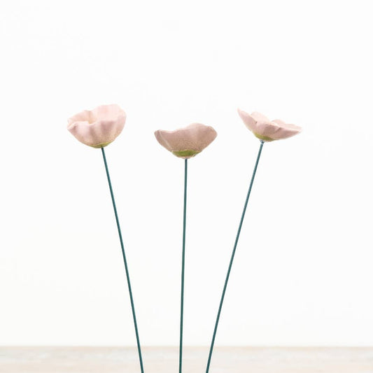 Pink Poppy Flower Stake