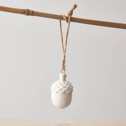 White Hanging Acorn Decoration