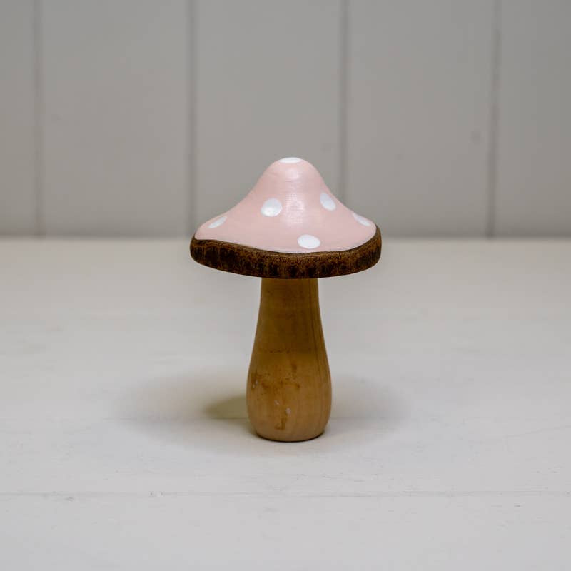 Pink Wooden Mushroom Decoration