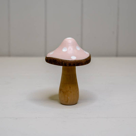 Pink Wooden Mushroom Decoration