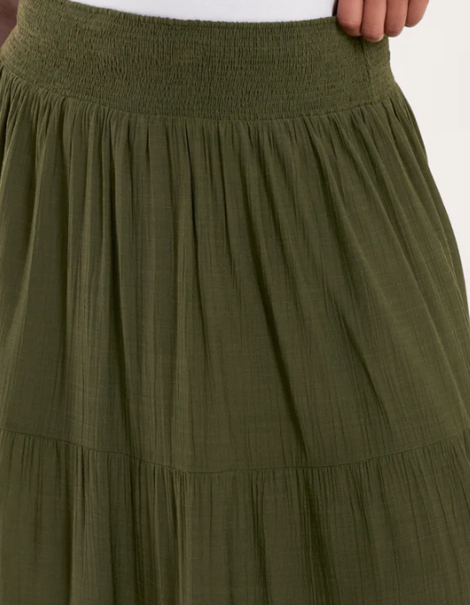Tiered Waist Curve Maxi Skirt