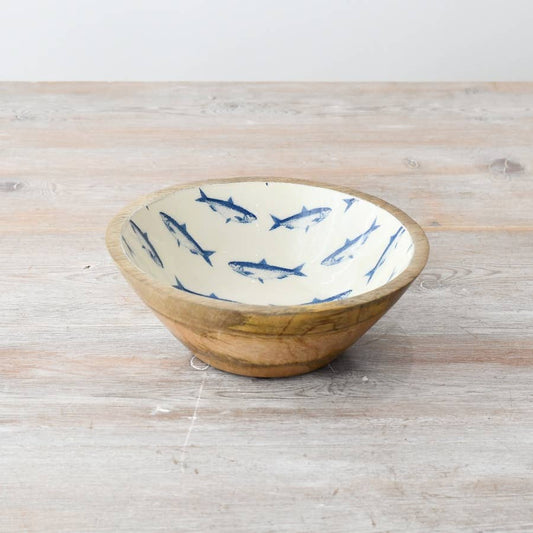 Enamel & Wood Fish Bowl