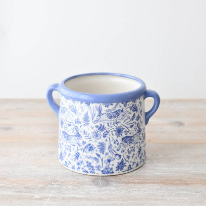 Blue Hare Floral Pot