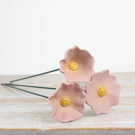 Pink Flower Poppy Garden Stake