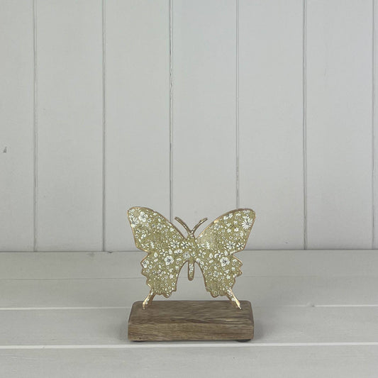 Jobsons of Alnwick Metal Butterfly On Wooden Base
