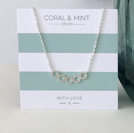 Coral & Mint Five Circle Necklace