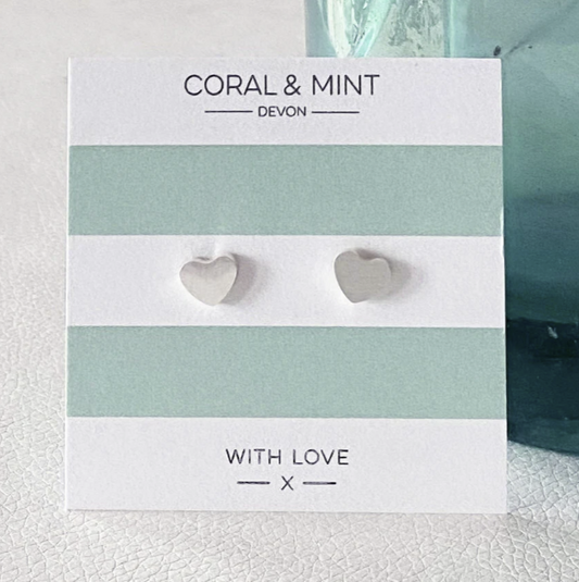 Coral & Mint Heart Studs