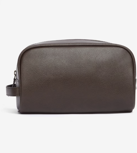 Barbour Leather Washbag Brown