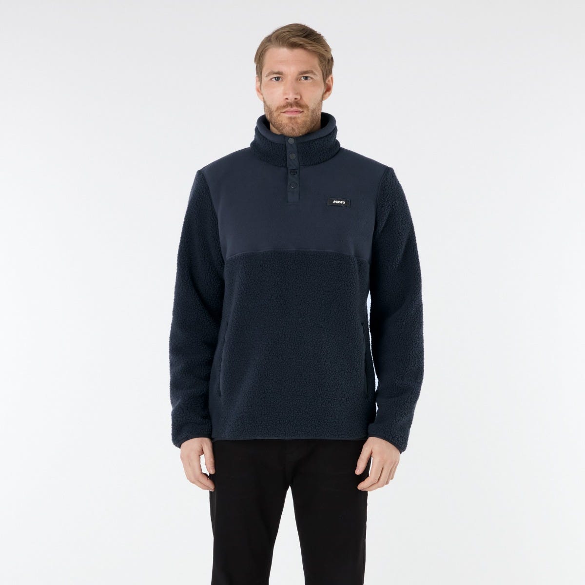Musto Cove Deep Pile Fleece Pullover Navy