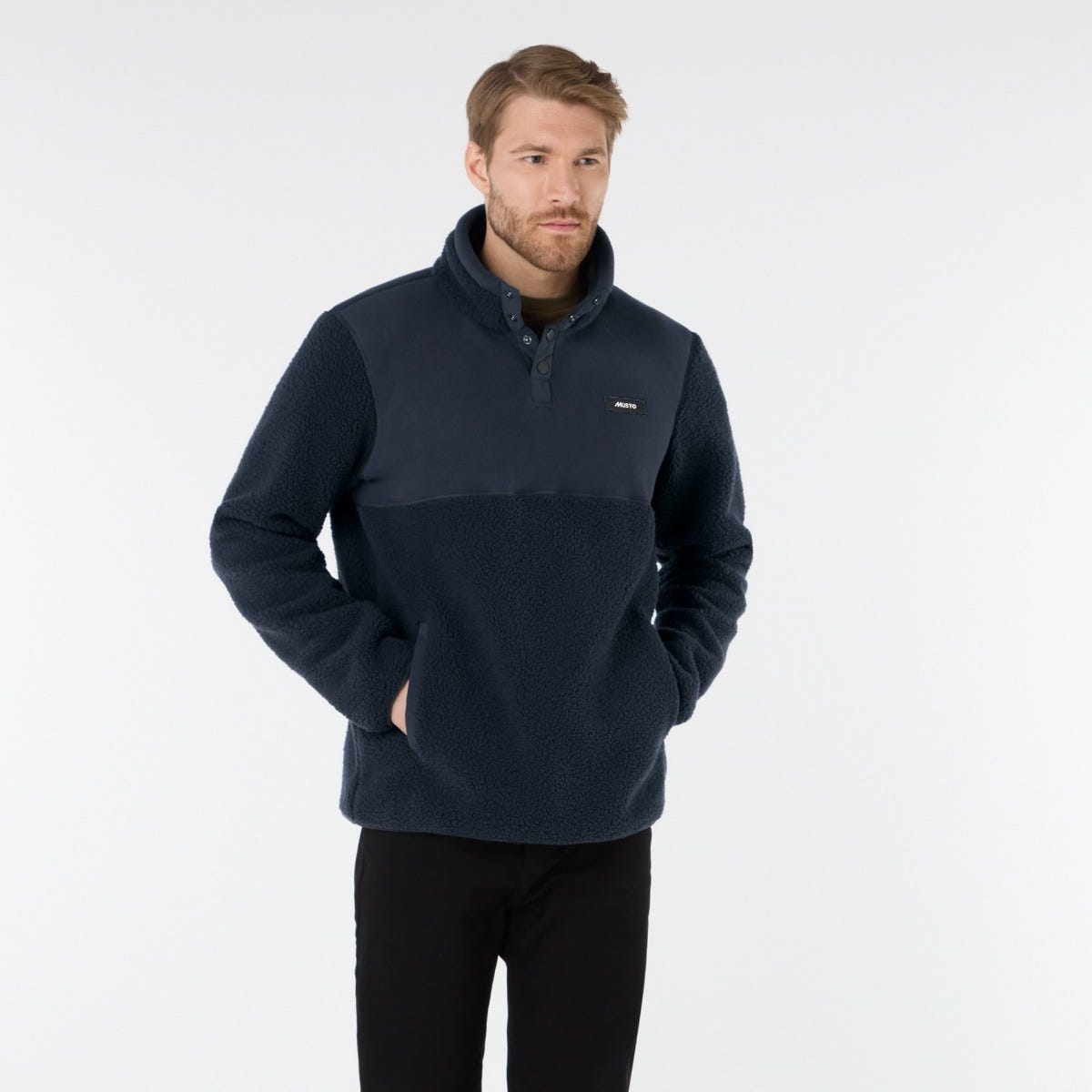 Musto Cove Deep Pile Fleece Pullover Navy
