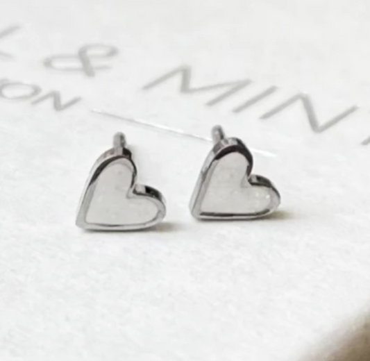 Coral & Mint Pearl Mini Heart Stud Earrings