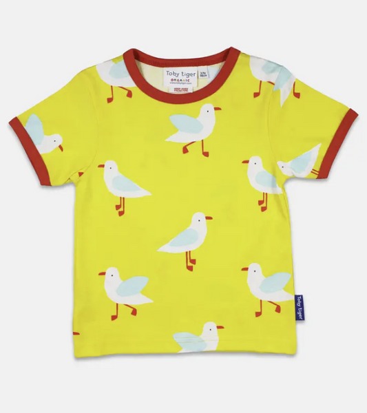 Yellow Seagull Print T-shirt