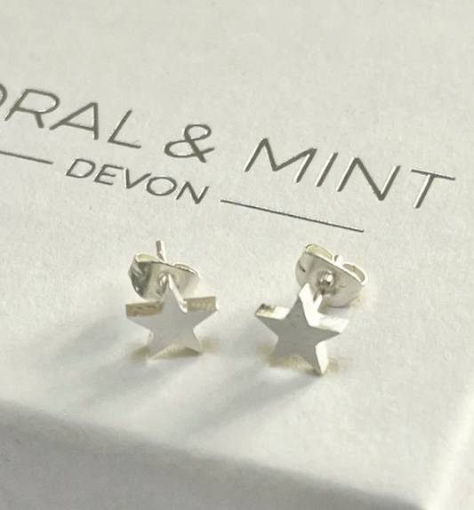 Coral & Mint Silver Stars Earrings