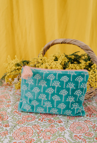 Aqua & Pink Thistle Pouch