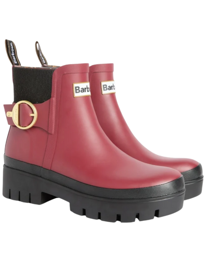 Barbour Hepburn Ankle Wellingtons Cranberry Red