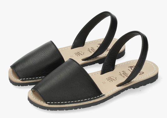 Black Leather Slingback Sandals