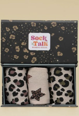 Star & Cheetah Bamboo Socks Gift Box
