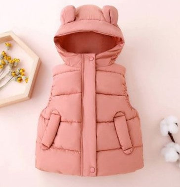 Children's Bear Hood Padded Gilet - 3 Colours Available