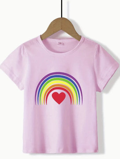 Rainbow & Heart Print T-shirt